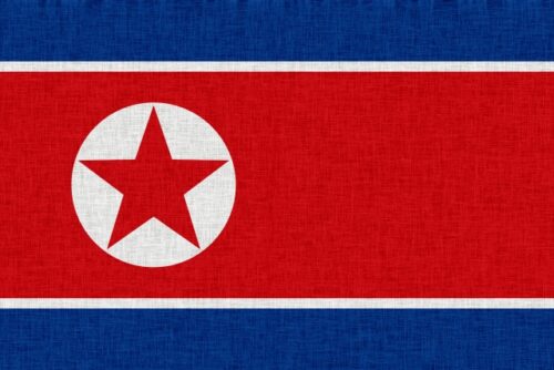 北朝鮮をイメージする北朝鮮国旗の画像